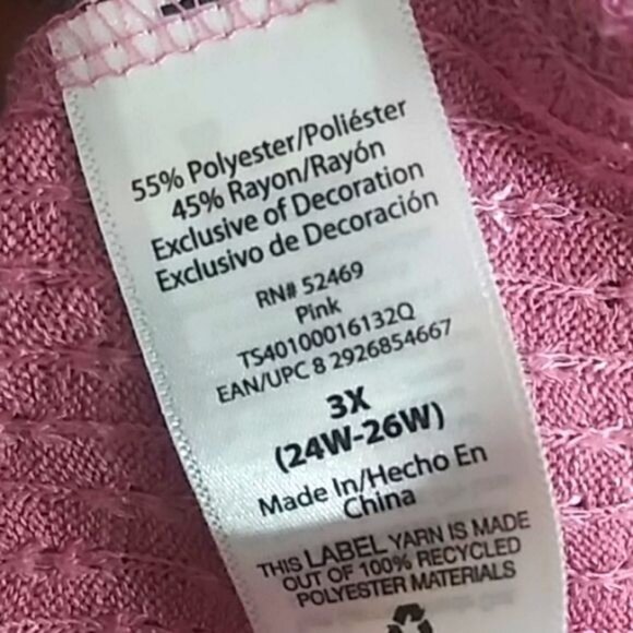 Terra & Sky Pink Cowl Neck Sweater Ruffle Hem Knit Pullover Top Plus Size 3X - Picture 6 of 6